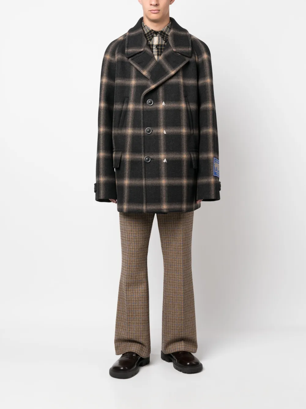 Шерстяной бушлат в клетку из коллаборации с Pendleton MAISON MARGIELA, черный — фото 2