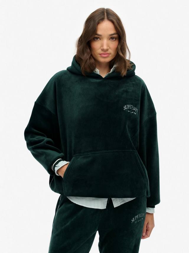 

Расклешенный худи Country Club из велюра Superdry, Enamel Green