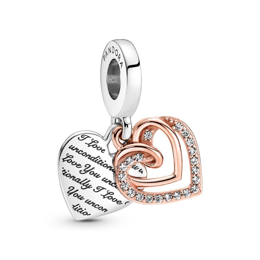 

Шарм Entwined Hearts Double Dangle Pandora, двухцветный