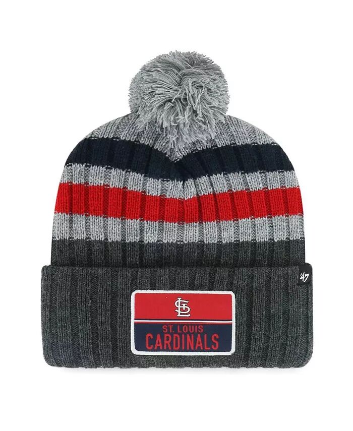 

Мужская серая вязаная шапка St. Louis Cardinals Stack с манжетами и помпоном '47 Brand