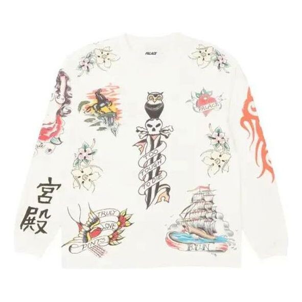 

Толстовка inky long sleeve white chinese character pattern round neck Palace, белый