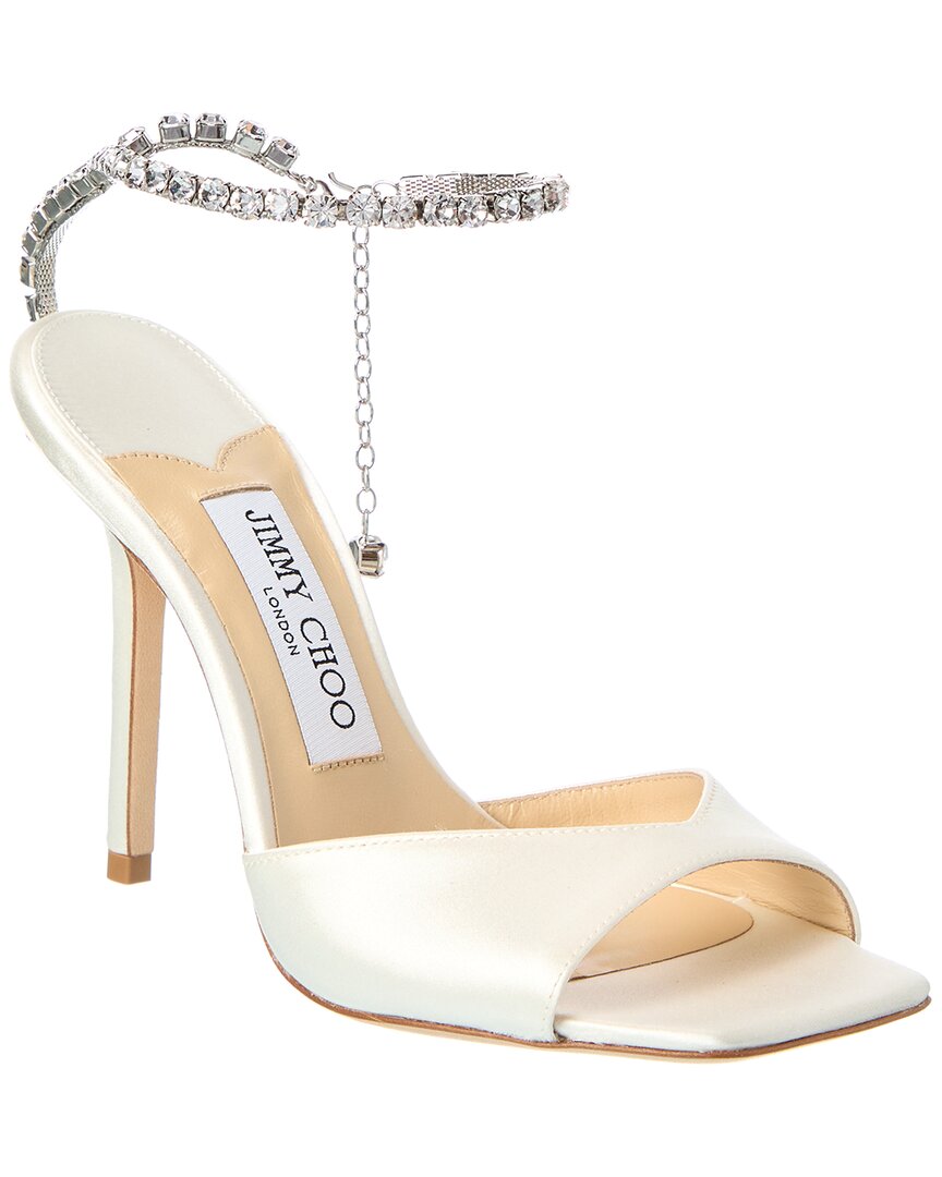 Jimmy Choo Saeda 100 Satin Sandal, белый