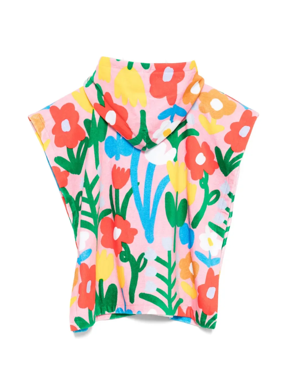 Хлопковое пончо с капюшоном и цветочным принтом Stella McCartney Kids, розовый — фото 2