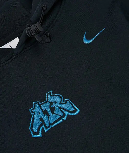 Толстовка x off-white fleece hoodie 'black blue' Nike, черный — фото 2