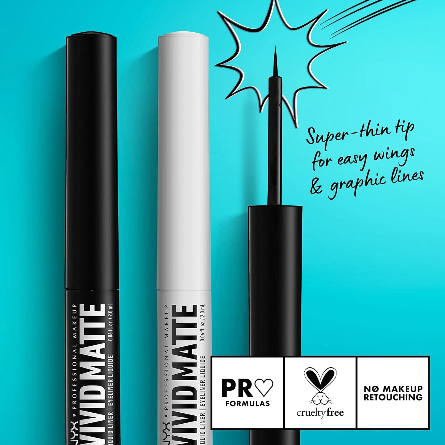 Подводка для глаз жидкая матовая Nyx Professional Makeup Vivid Matte Liquid Liner черный — фото 3