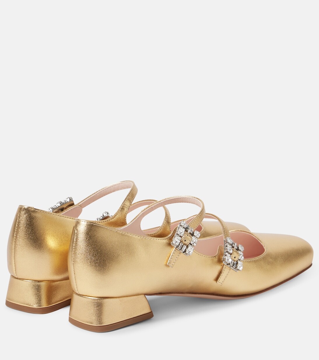 Туфли мэри джейн из металлизированной кожи très vivier Roger Vivier, золото — фото 3
