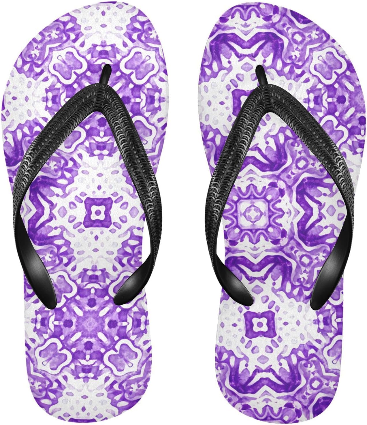 

Фиолетовые шлепанцы с мандалой, пляжные сандалии-вьетнамки, резинескользящие летние тапочки для мужчин, обувь для ходьбы Sinestour
