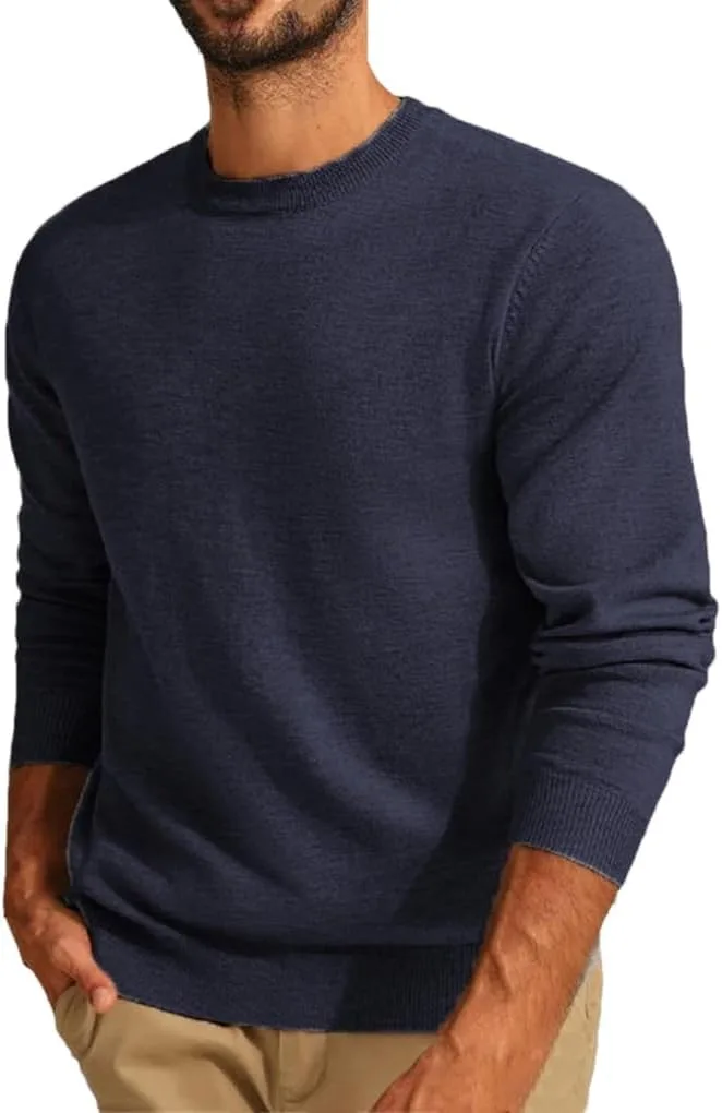 

Мужской легкий вязаный свитер с круглым вырезом