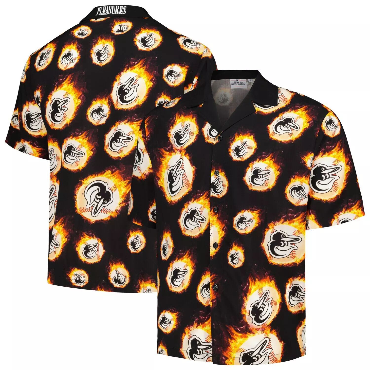 

Мужская черная рубашка на пуговицах Baltimore Orioles Flame Fireball