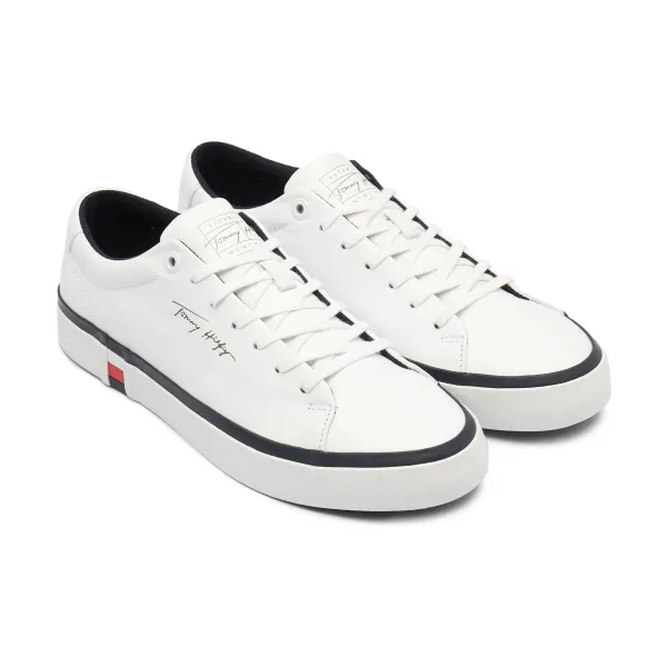 Кожаные современные корпоративные кроссовки vulc Tommy Hilfiger, белый — фото 2