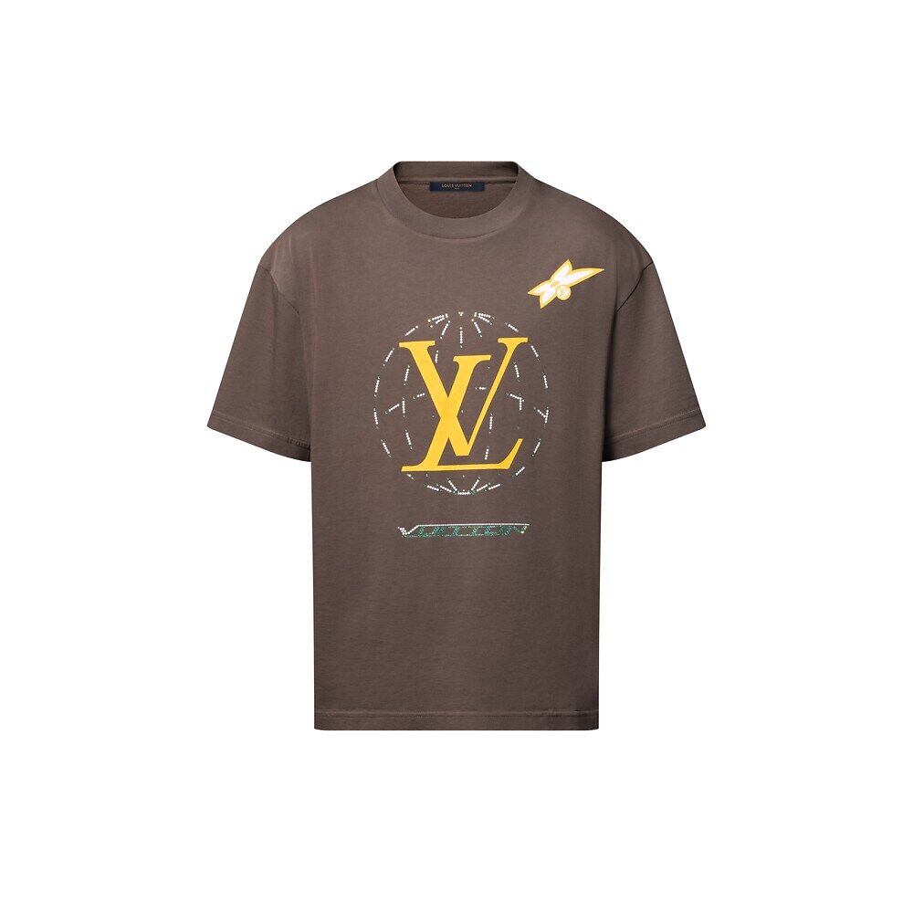 

Футболка из стираного хлопка с отделкой Louis Vuitton, коричневый