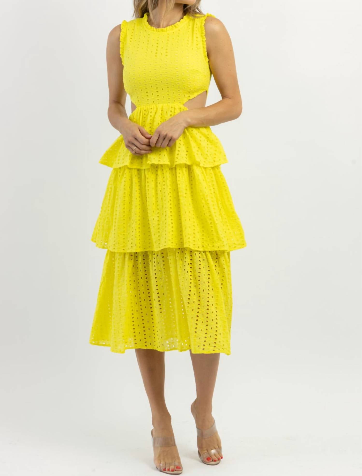 

Платье миди с люверсами цвета Little Palm Lime The Clothing Company