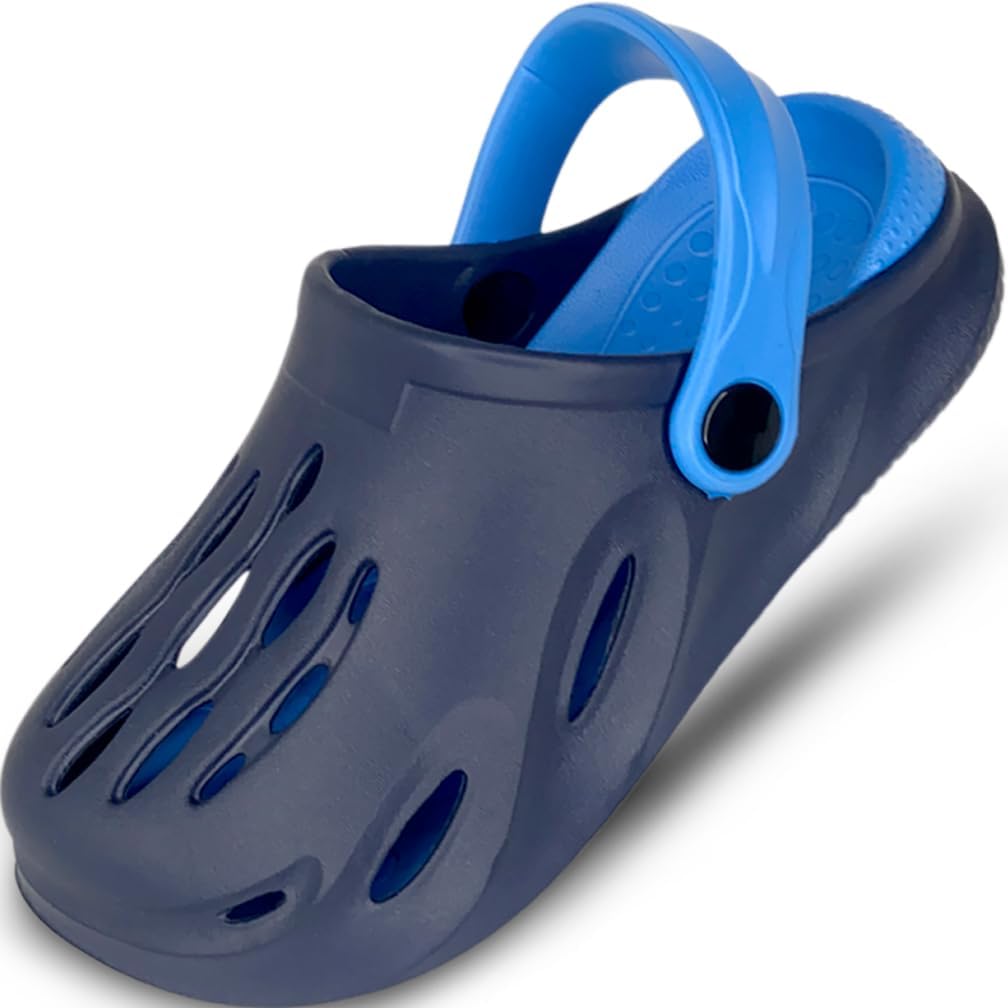 

NORTY - Детские тапочки-сандалии для мальчиков и девочек с ярким дизайном, с ремешком на пятке, черный/синий