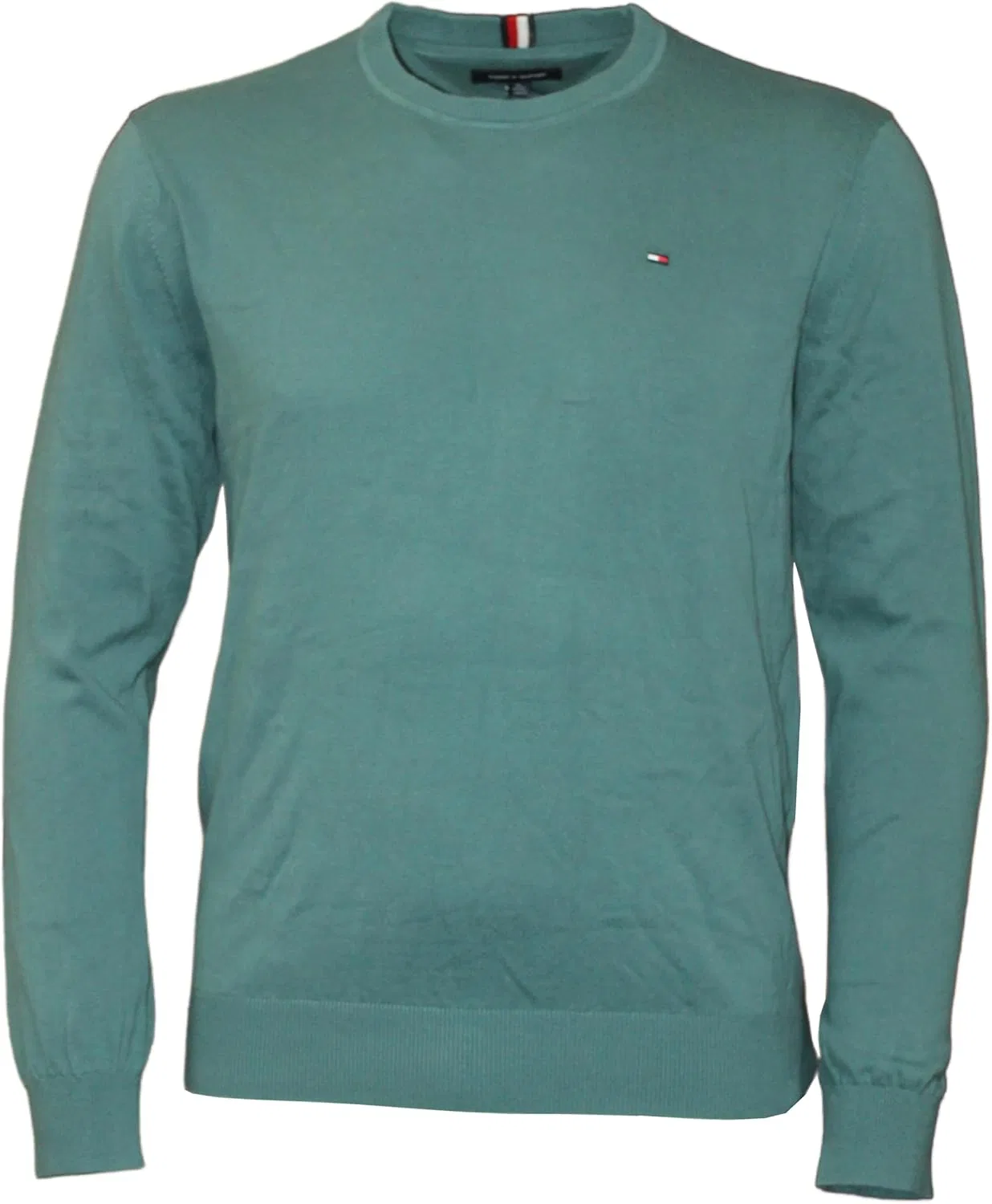 TOMMY HILFIGER / Мужской пуловер / PIMA ORG CTN CASHMERE с круглым вырезом, Teal Ocean