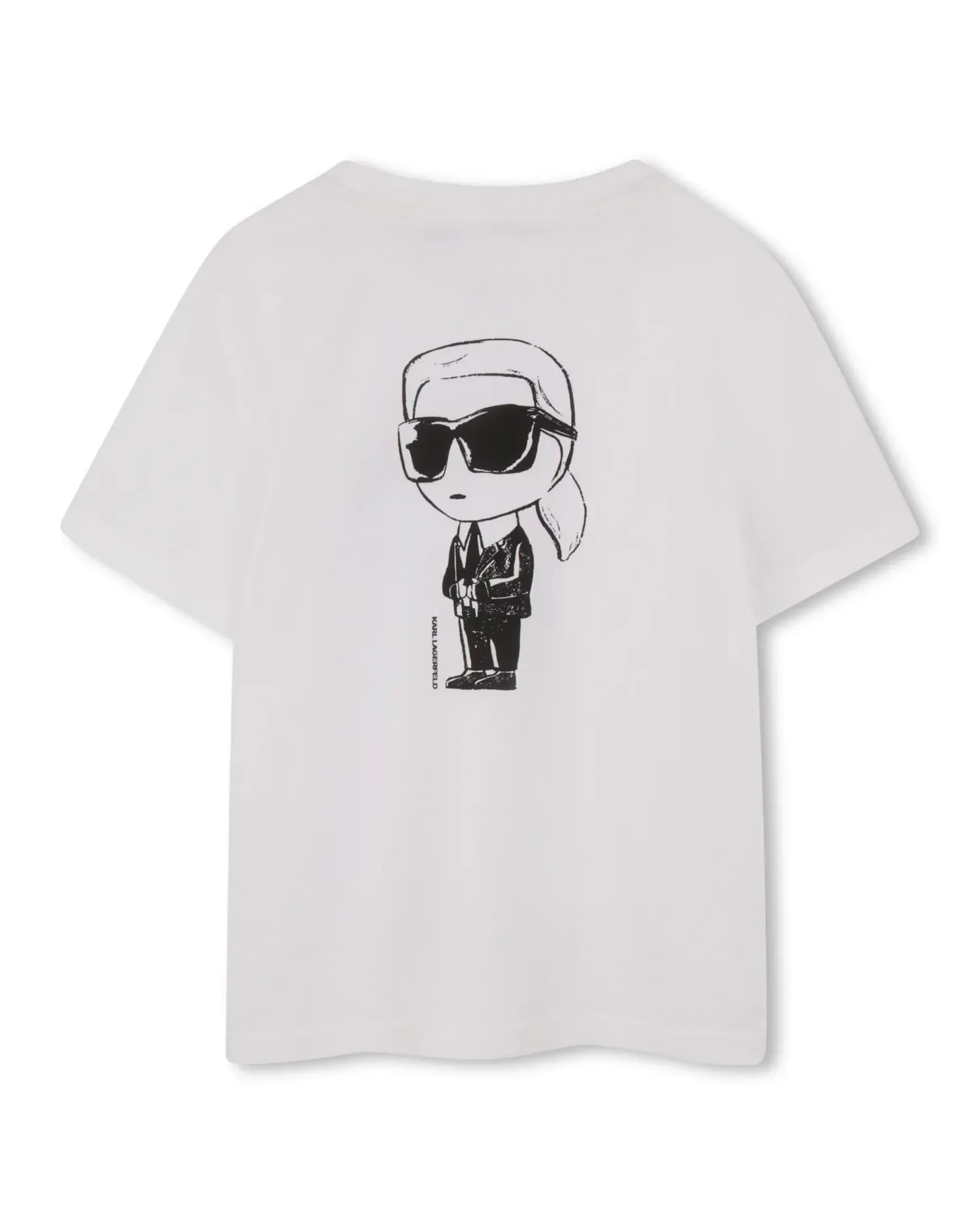 Детская рубашка с коротким рукавом с рисунком спереди из хлопка Karl Lagerfeld Kids, белый — фото 4