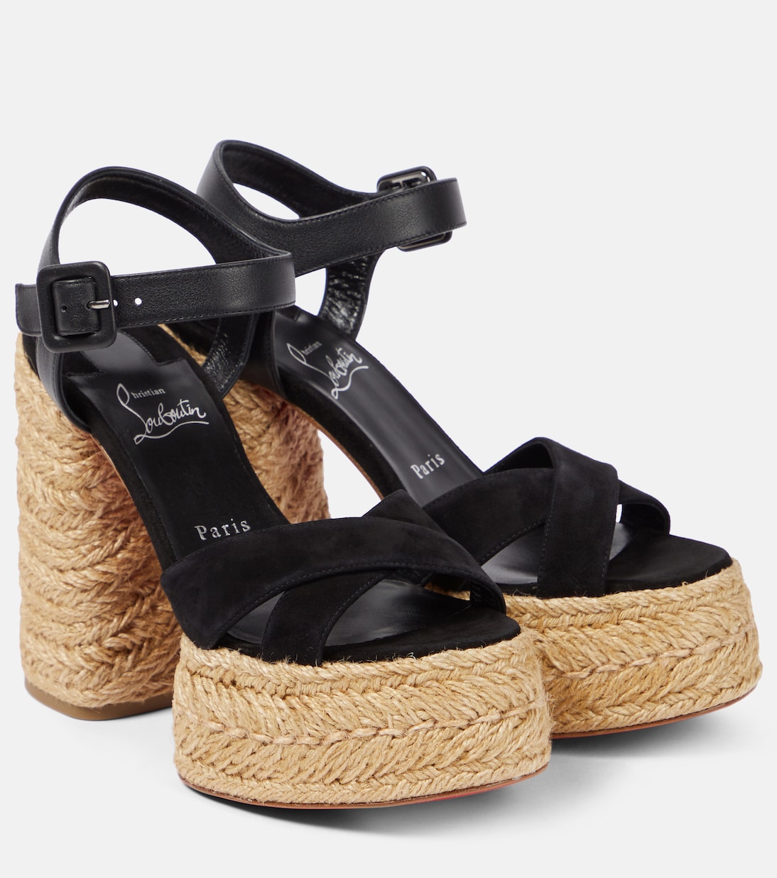 Супер Калакала 130 сандалии-эспадрильи из замши Christian Louboutin, Black/ Lin Black