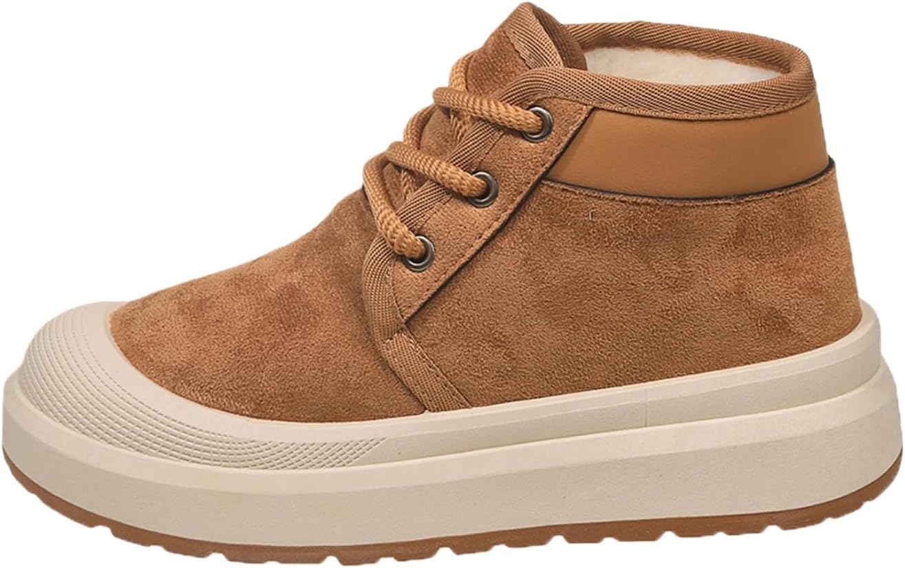 

Женские зимние ботинки Baxtayel с платформой, замшевые, кожаные, ботильоны, с утеплителем из меха, большой палец, повседневные плюшевые, на шнуровке, для улицы, хаки