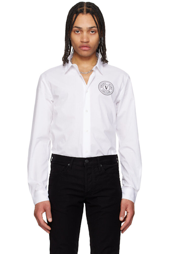 

Белая рубашка с V-образной эмблемой Versace Jeans Couture