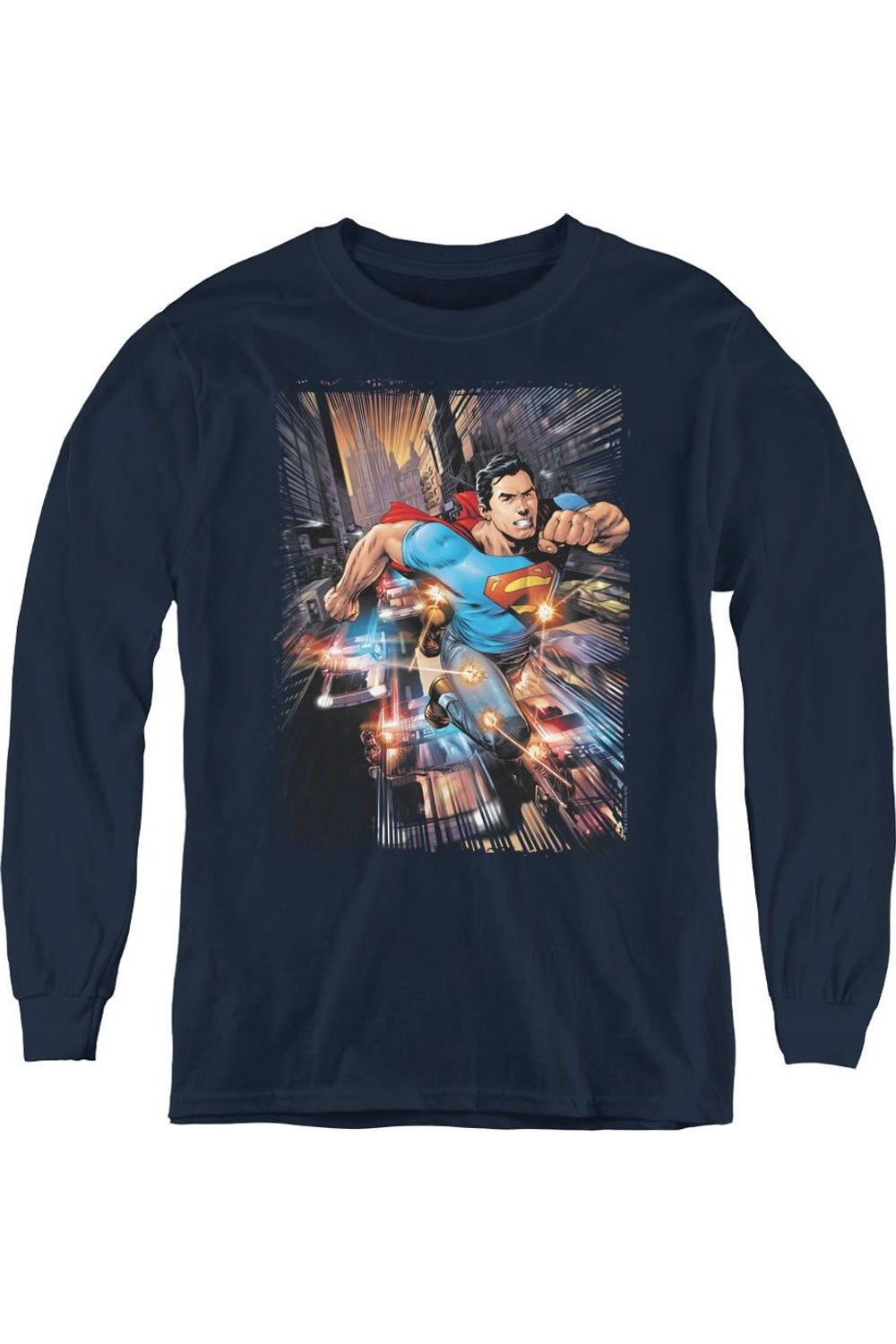 

Футболка с длинным рукавом "Superman Action Comics #1" для детей Gildan, темно-синий