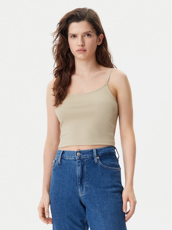 

Топ облегающего кроя Logo J20J225312 Calvin Klein Jeans, бежевый