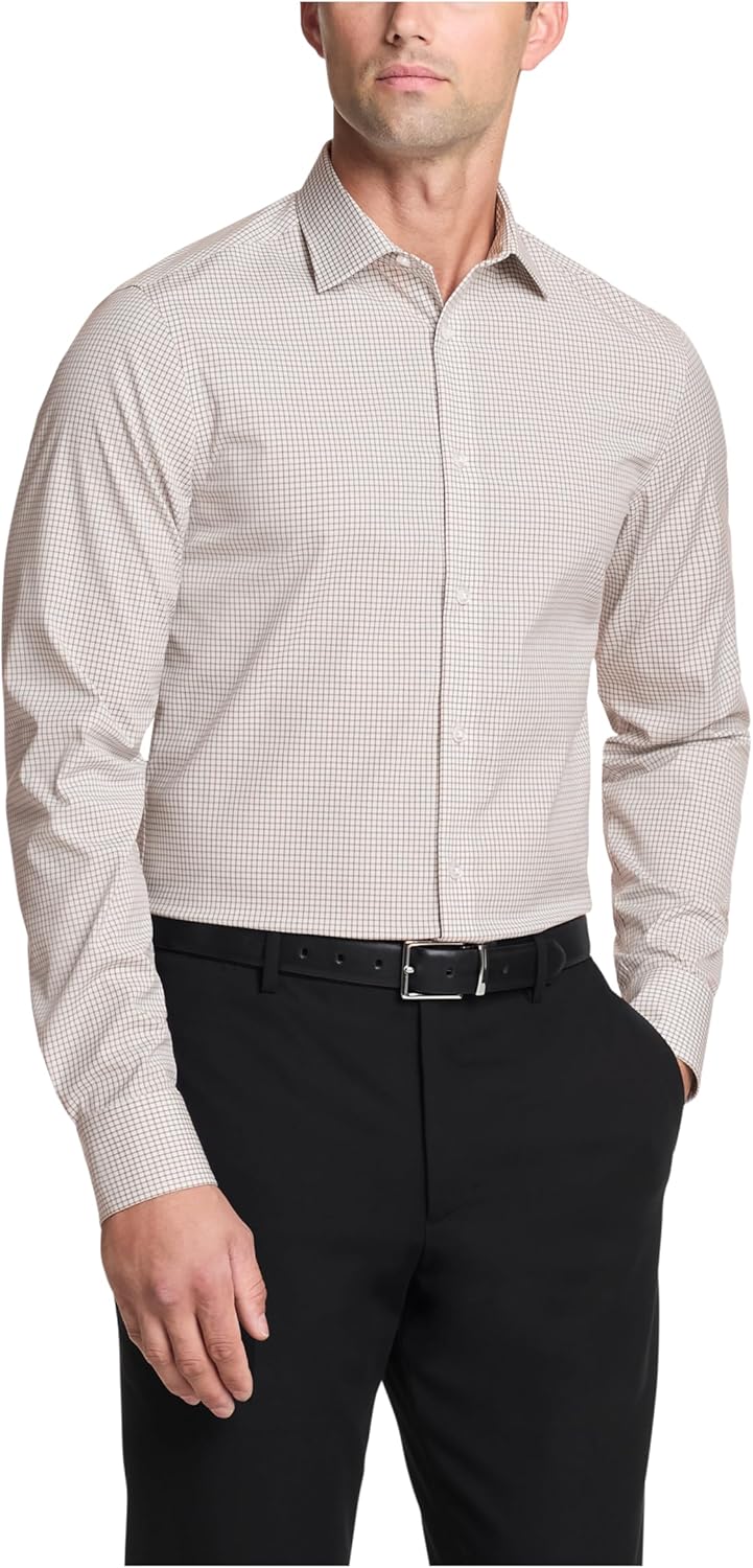 

Мужская рубашка Calvin Klein Slim Fit из тонкого хлопкового эластичного материала, Taupe Multi