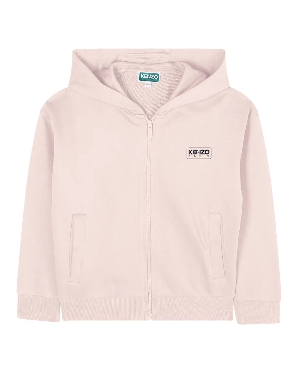 

Детская толстовка 100% хлопок с капюшоном и застежкой-молнией Kenzo Kids, розовый
