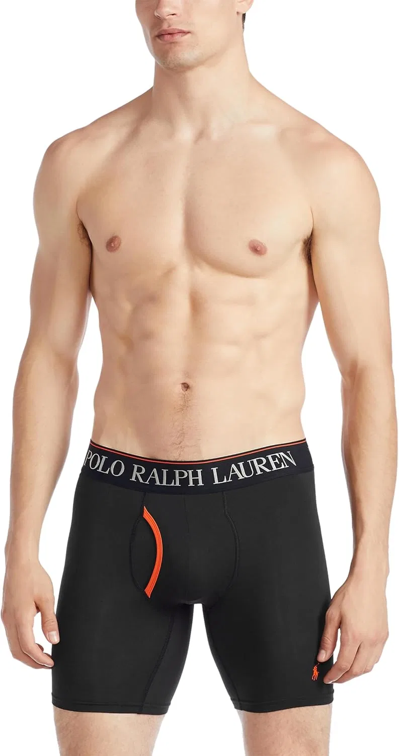 Боксеры 4D Flex Cooling Microfiber, POLO RALPH LAUREN, Black/Orange Black/Royal Black Red - 3 Pack — фото 2