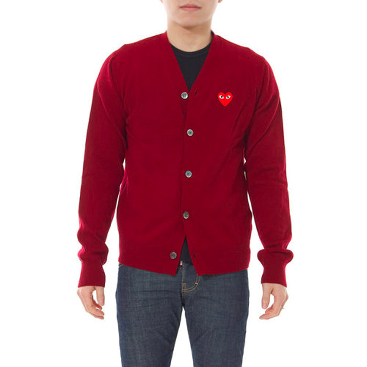 Кардиган COMME des GARCONS PLAY Knit Cardigan Red Emblem 'Burgundy' AZ-N008-051-4, бордовый — фото 3