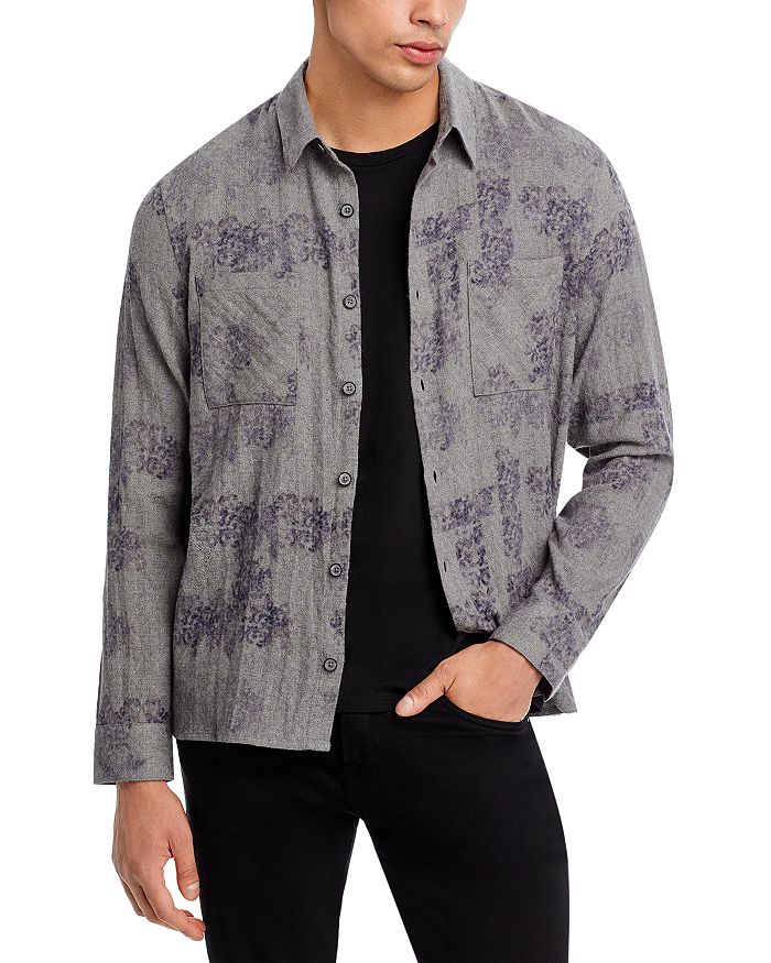 

Классическая рубашка Cole Cotton с пуговицами, обычная посадка John Varvatos, серый