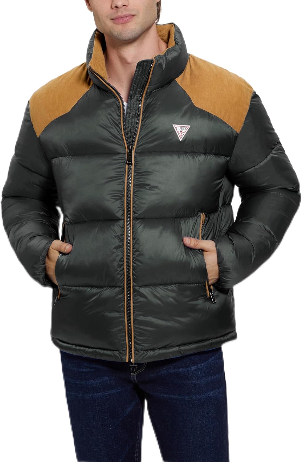 

Мужская куртка-пуховик Larry Fabric Block от GUESS, Olive Morning Multi