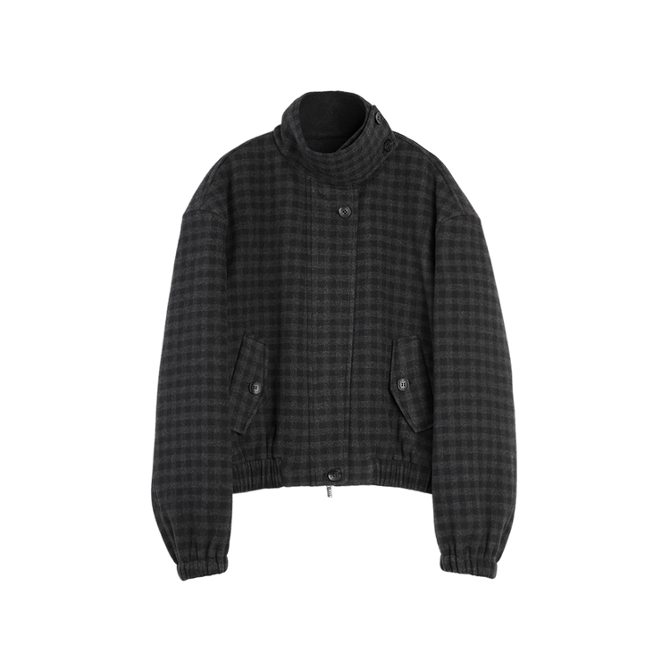 

ELLE Пальто женское синее в клетку со стойкой, умеренно прямое