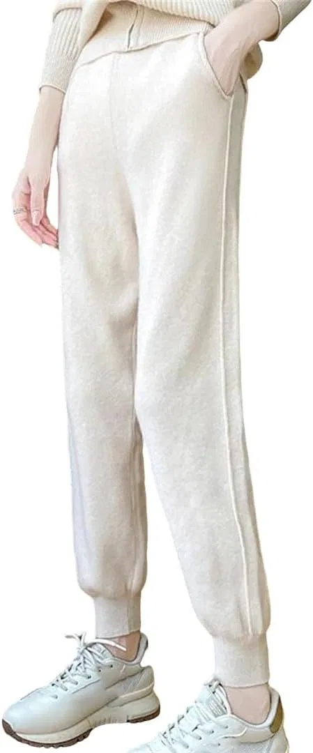 Женские шерстяные брюки, прямые, Generic, Beige