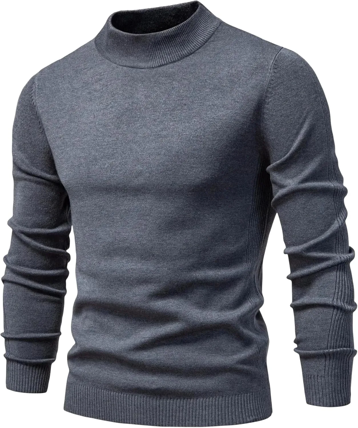 

Мужской утолщенный свитер с высоким воротником, повседневный однотонный теплый облегающий