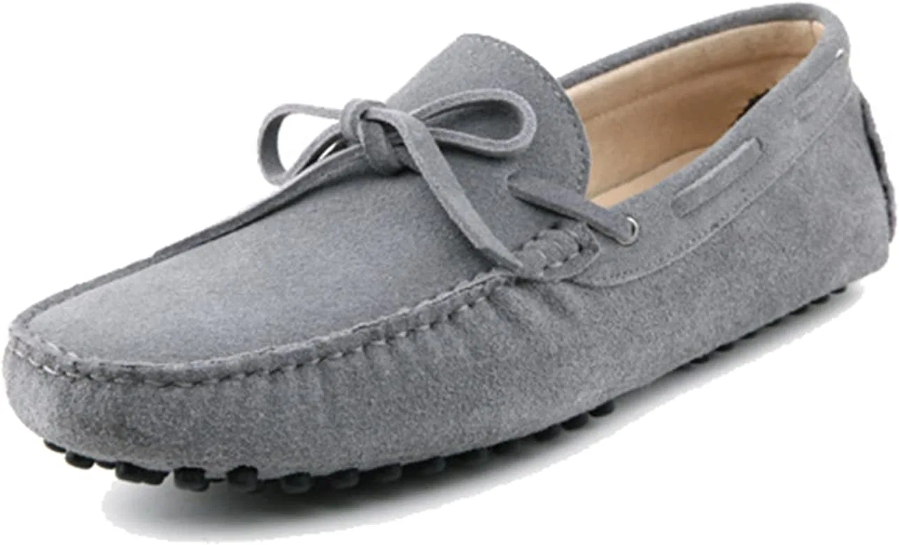Мокасины мужские повседневные на шнуровке из замши, Light Grey LITNERMIA