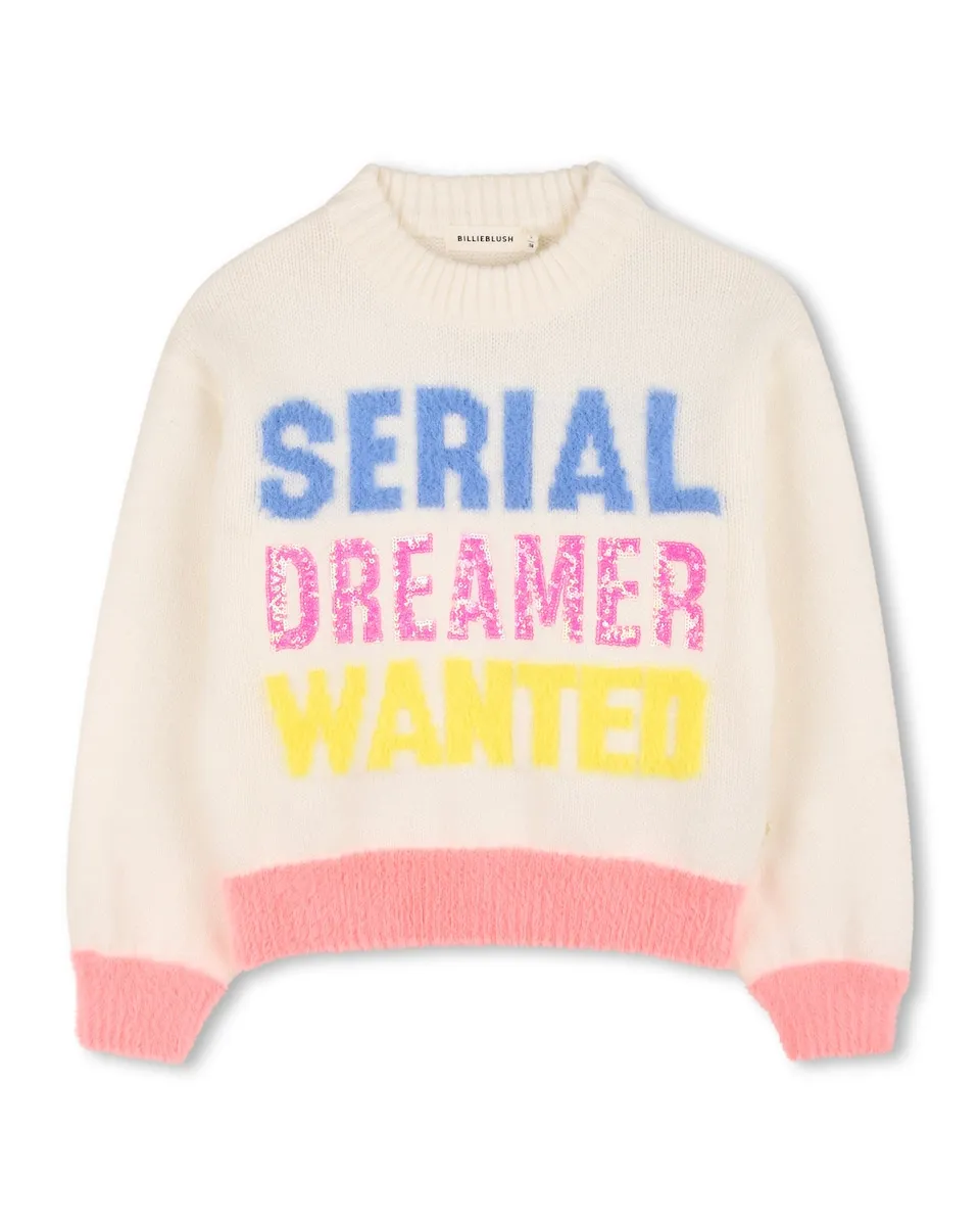 

Детский джемпер с надписью спереди и пайетками Billieblush, светло-бежевый