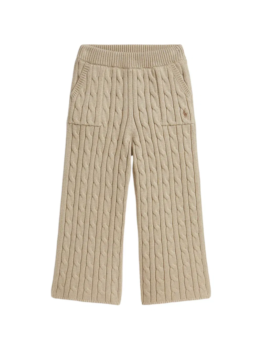 Брюки крупной вязки с вышитым логотипом Polo Ralph Lauren Kids, нейтральный