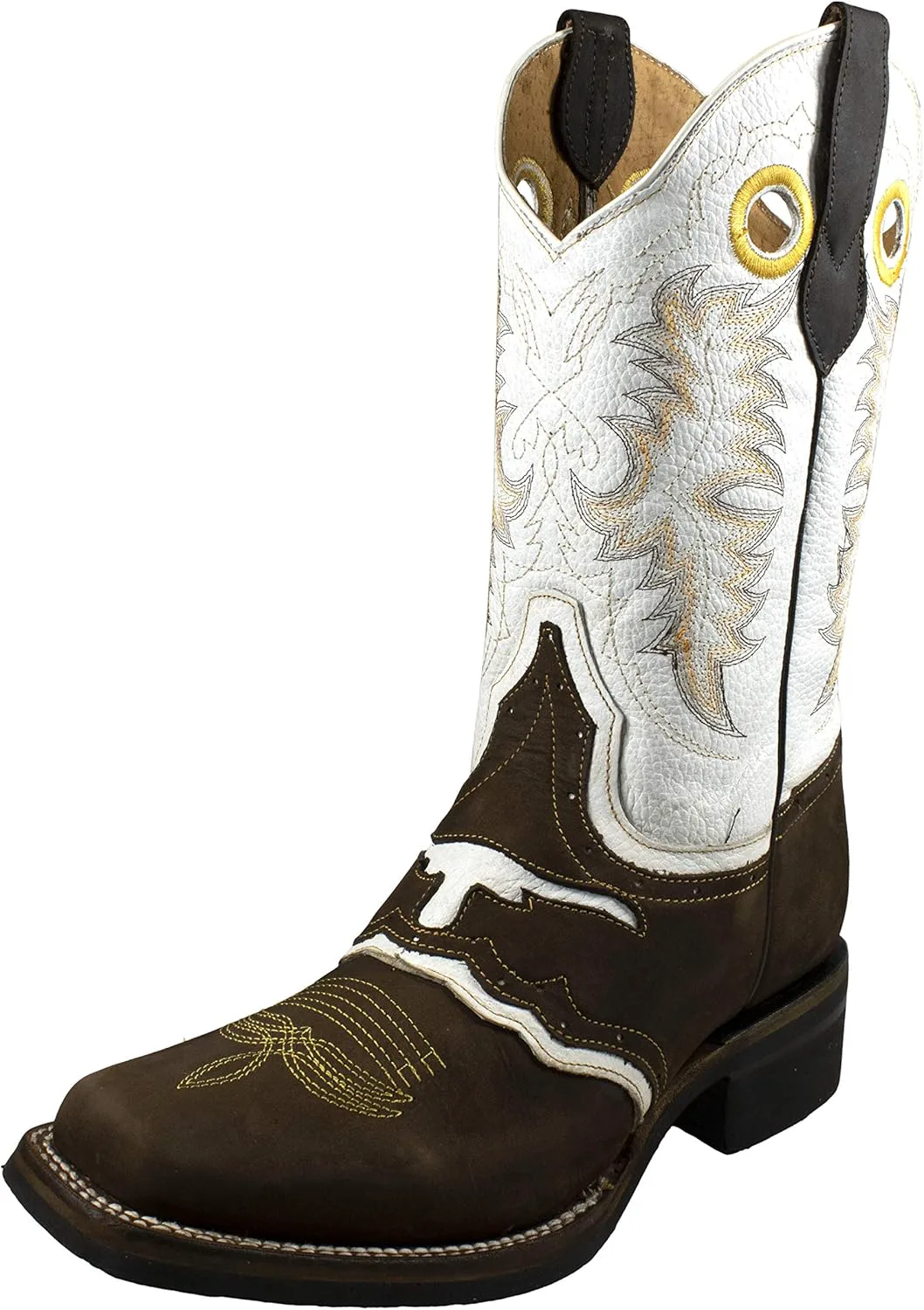 El General Men's Rodeo Cowboy Boots Настоящая кожа с квадратным носком Crazy Camel ROD 10 Generic, коричневый — фото 4
