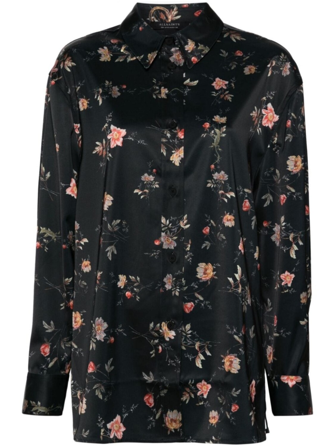 

AllSaints атласная рубашка Louisa с цветочным принтом, черный