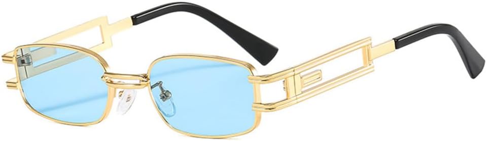 

Металлические прямоугольные солнцезащитные очки для женщин в стиле стимпанк, мужские ретро-очки в стиле панк, очки с защитой от УФ-излучения UV400, очки для вождения LANGSER, C2gold-blue