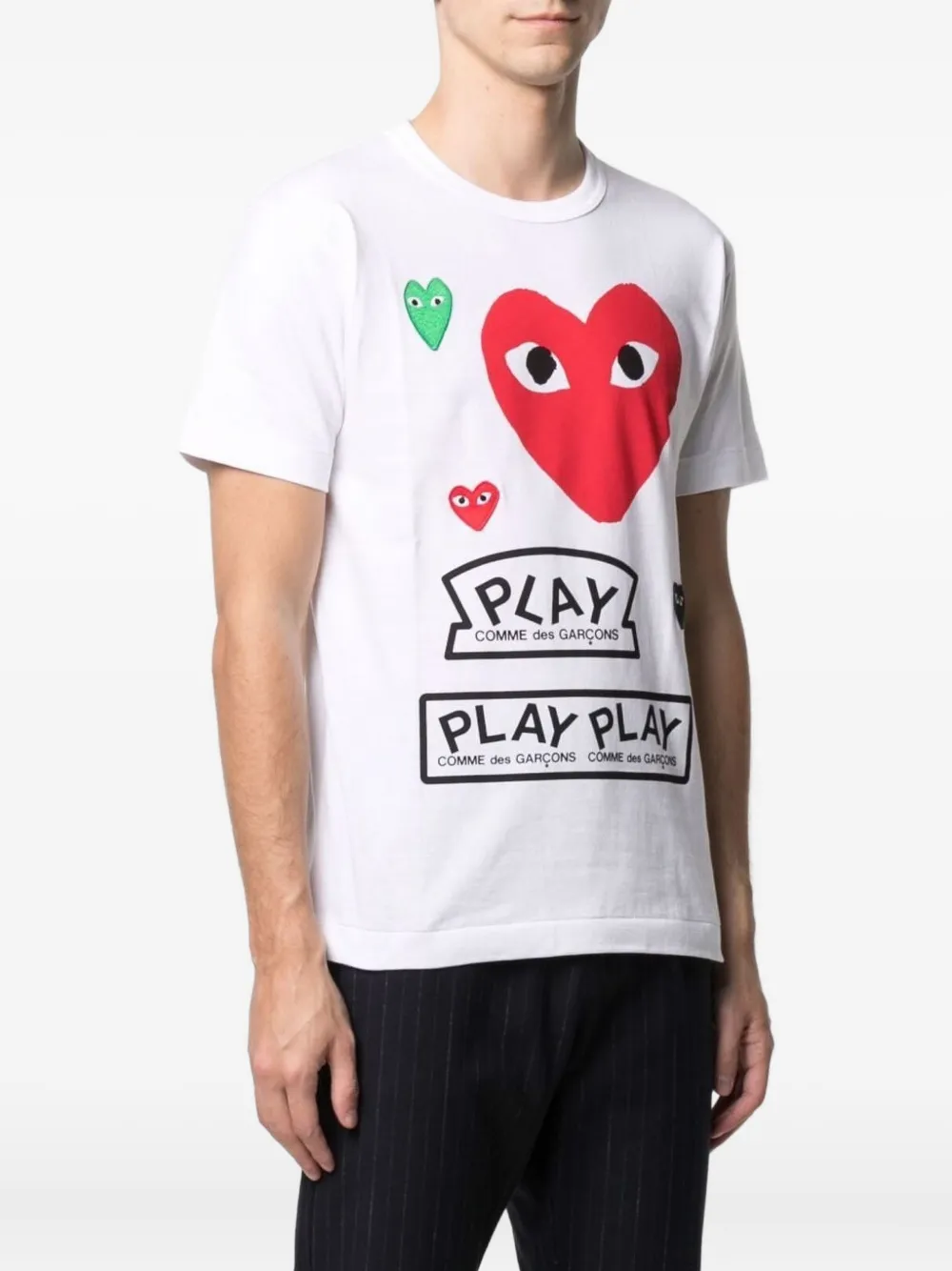 Хлопковая футболка с принтом сердца Comme Des Garçons Play, белый — фото 3