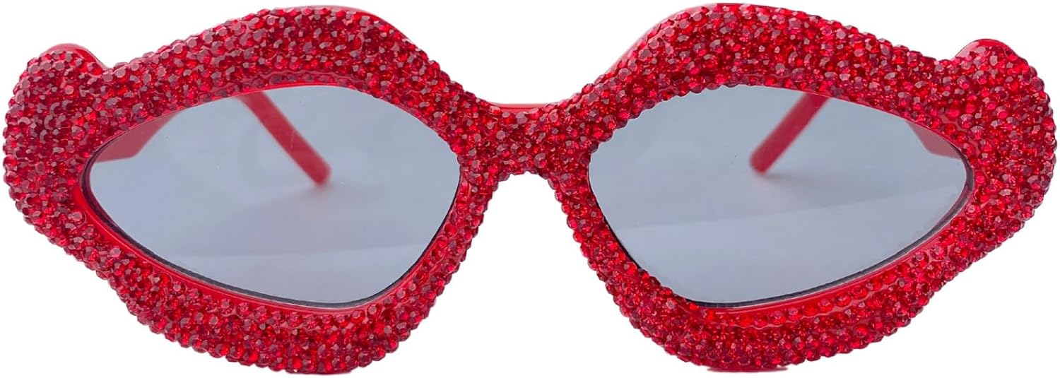 

Женские овальные солнцезащитные очки со стразами, 2024 год. Стильная нестандартная форма, кристально чистые бриллиантовые оправы, ювелирный дизайн. Женские очки mincl, Red