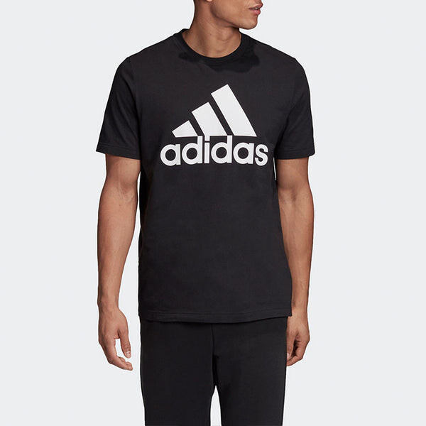 Футболка mh bos tee contrasting colors large logo sports round neck short sleeve black Adidas, черный — фото 3