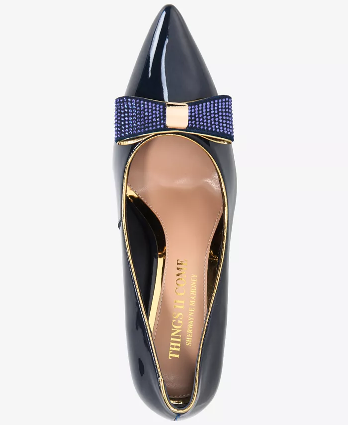 Женские туфли-лодочки Soho Luxurious Crystal с двойным бантом Things Ii Come, синий — фото 4