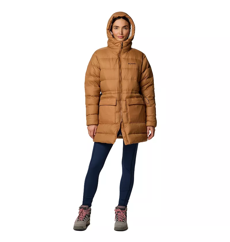 

Женский пуховик Columbia Harmony Falls средней длины, коричневый