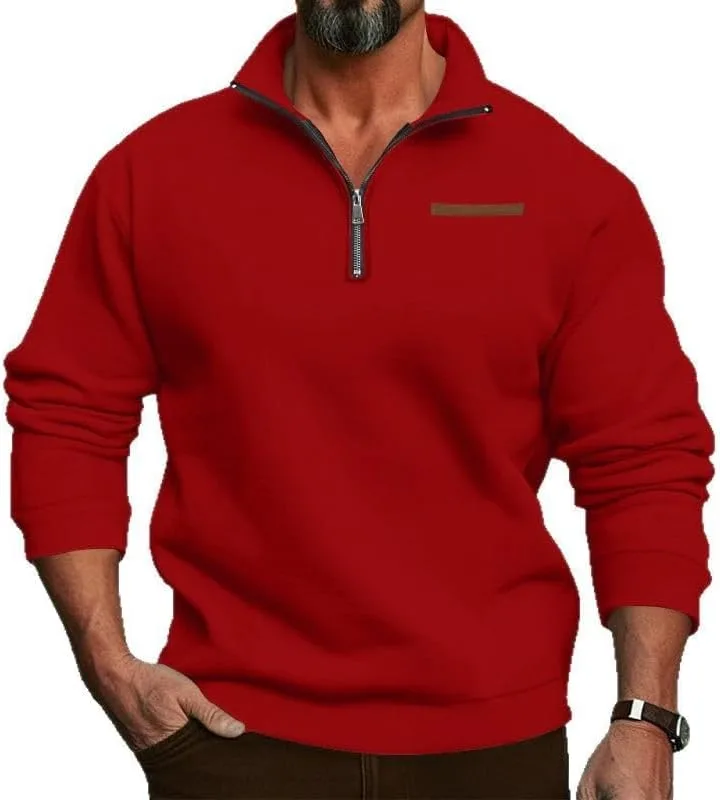 

Мужской флисовый свитшот с воротником стойкой и молнией на четверть Cobiako