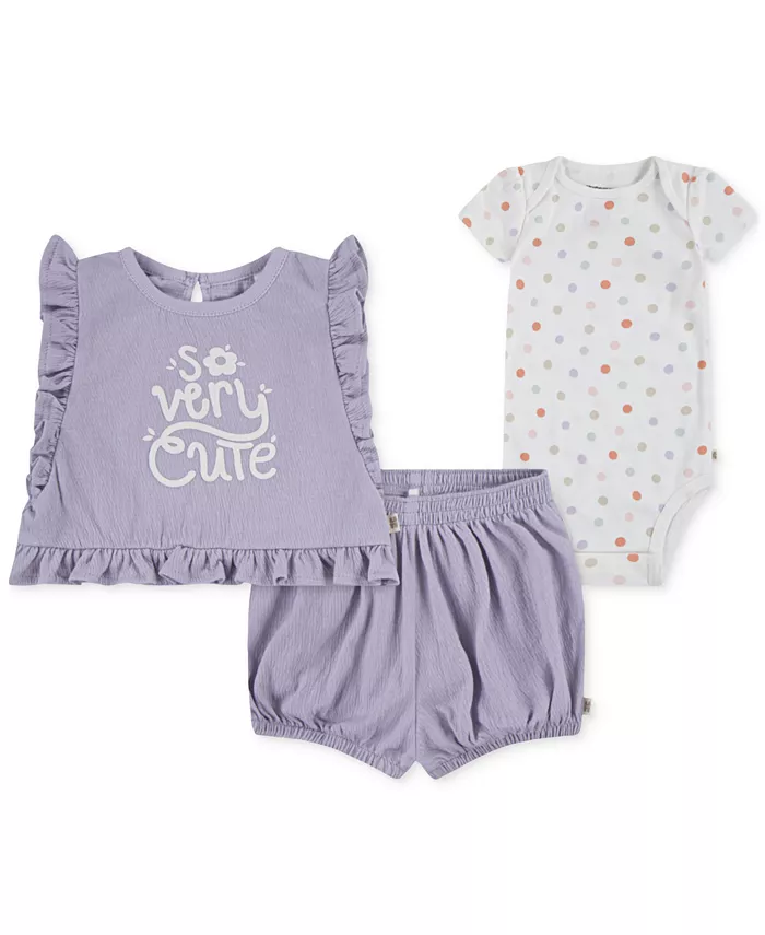 

Комплект для девочек: боди, топ и шорты, 3 предмета Huggies, фиолетовый