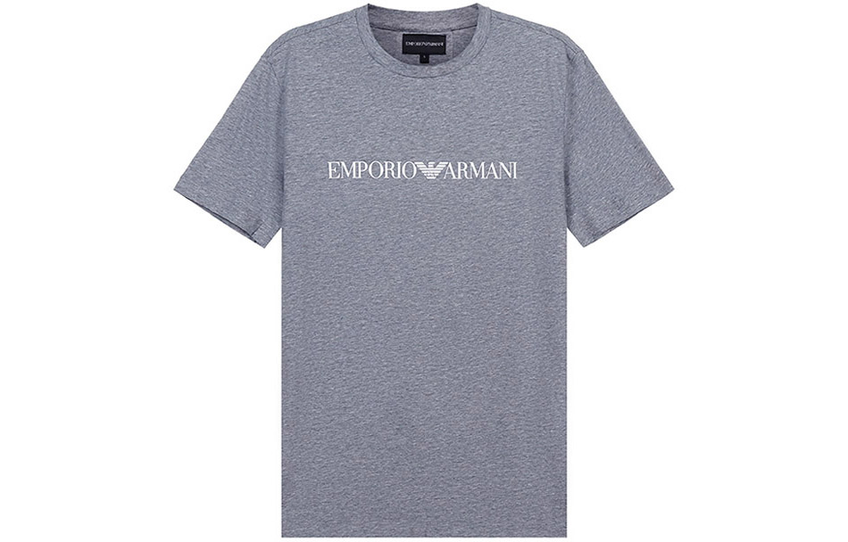 Футболка из пима-джерси с логотипом Print EMPORIO ARMANI, серый — фото 3