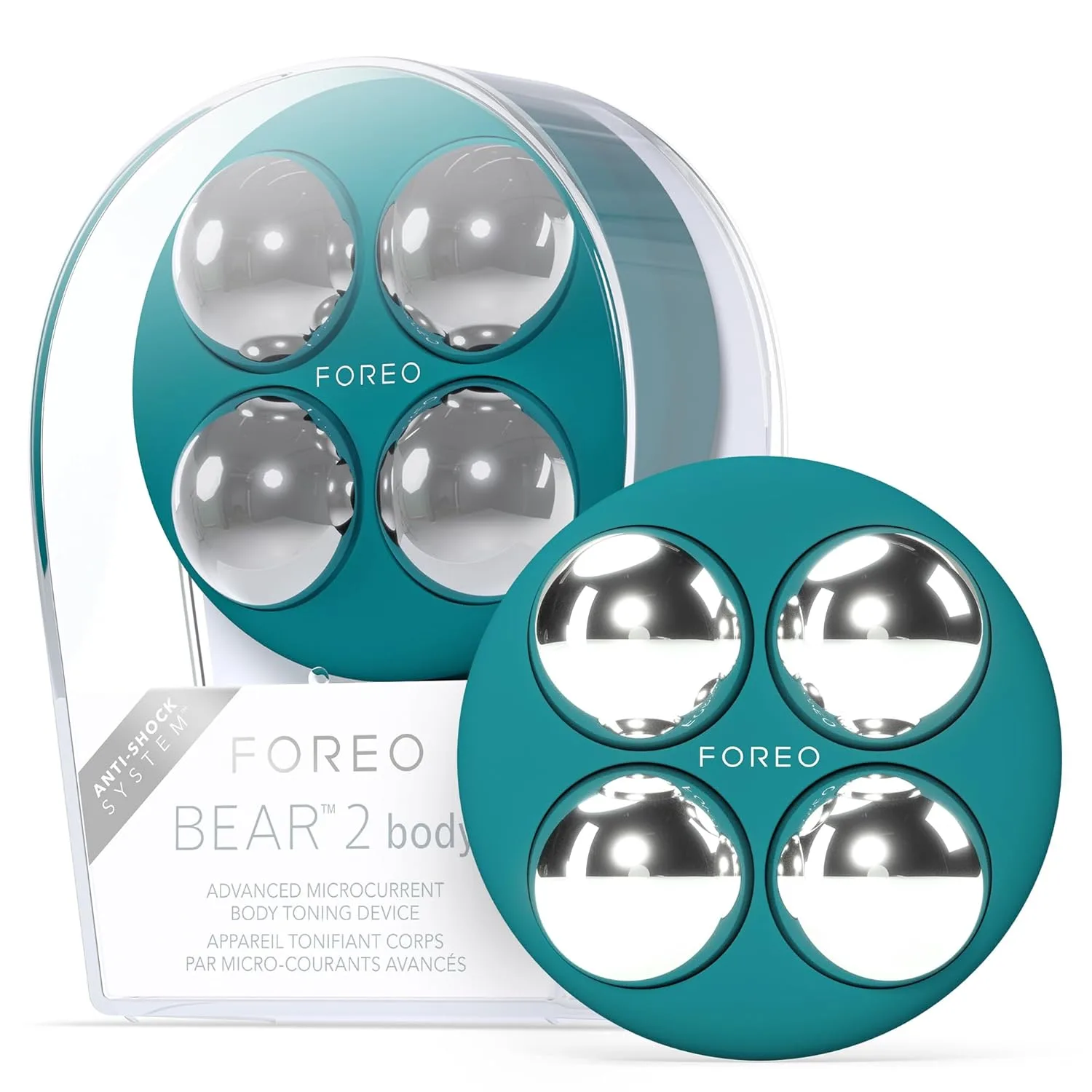 Аппарат для микротоковой коррекции фигуры FOREO BEAR 2 - массажер для целлюлита и лимфодренажа - для подтяжки и контурирования тела - улучшает впитывание средств по уходу за кожей - Evergreen, Evergreen