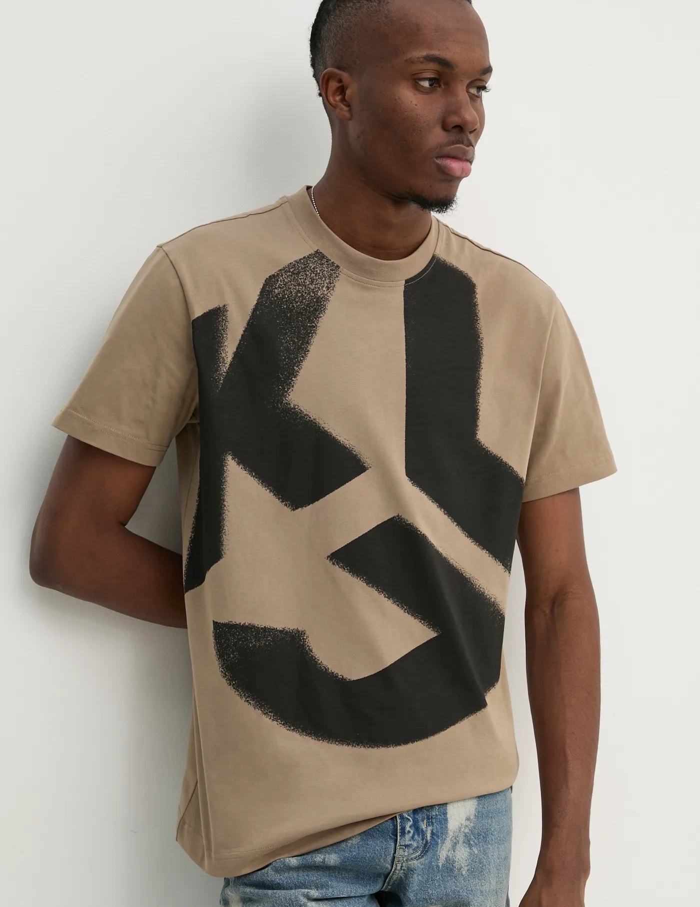 

Хлопковая футболка Karl Lagerfeld Jeans, бежевый