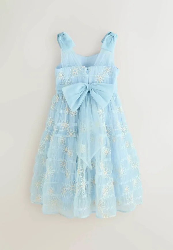 Платье повседневное, прямого кроя, с вышитым бантом Laura Ashley, White Blue — фото 2